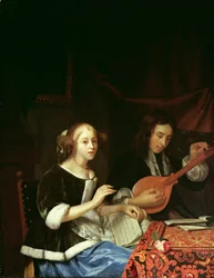Ein junges Paar macht Musik, ca. 1665-70